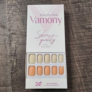 🆑️DIY Press-on Short Nails Orange Beige Matte 24pcs